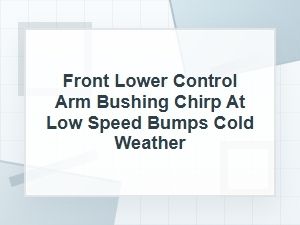 Front Lower Control Arm Bushing Chirp in Cold Weather